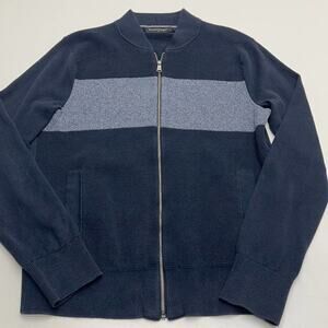 BANANA REPUBLIC Men's Small Blue Full Zip Color Block Sweater